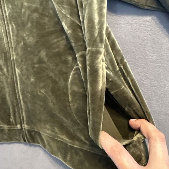 Talbots Jacket Lux Velour Jacket Full Zip Mock Neck Cozy Plus Size 1X Sage Green - Picture 4 of 8